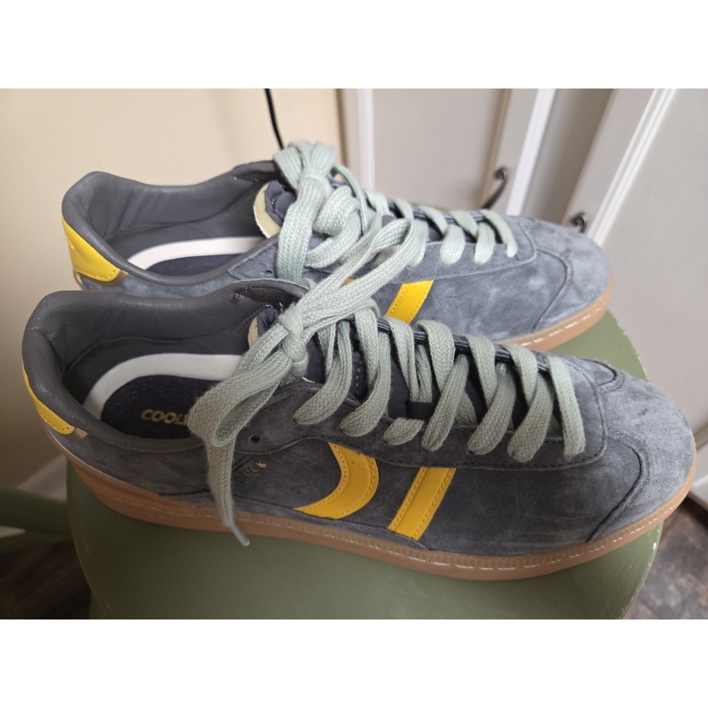 NWOT Coolway Green/Gray Suede Sneakers US 9 EU 43 Gold Stripe Extra Laces